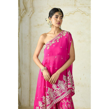 Gopi Vaid Areesha Pink Embroidered Kurti with Palazzo