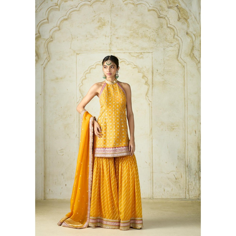 Gopi Vaid Kainaat Yellow Embroidered Kurta with Sharara and Dupatta