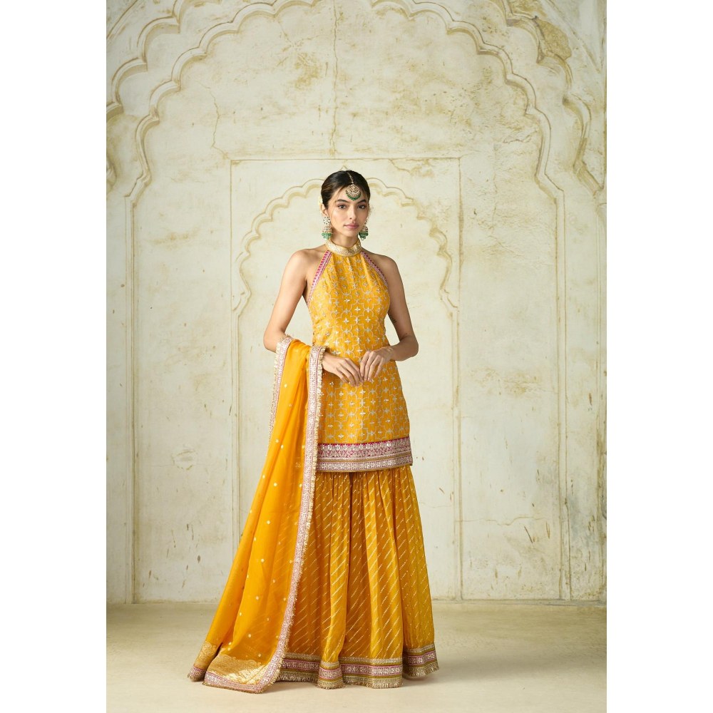 Gopi Vaid Kainaat Yellow Embroidered Kurta with Sharara and Dupatta