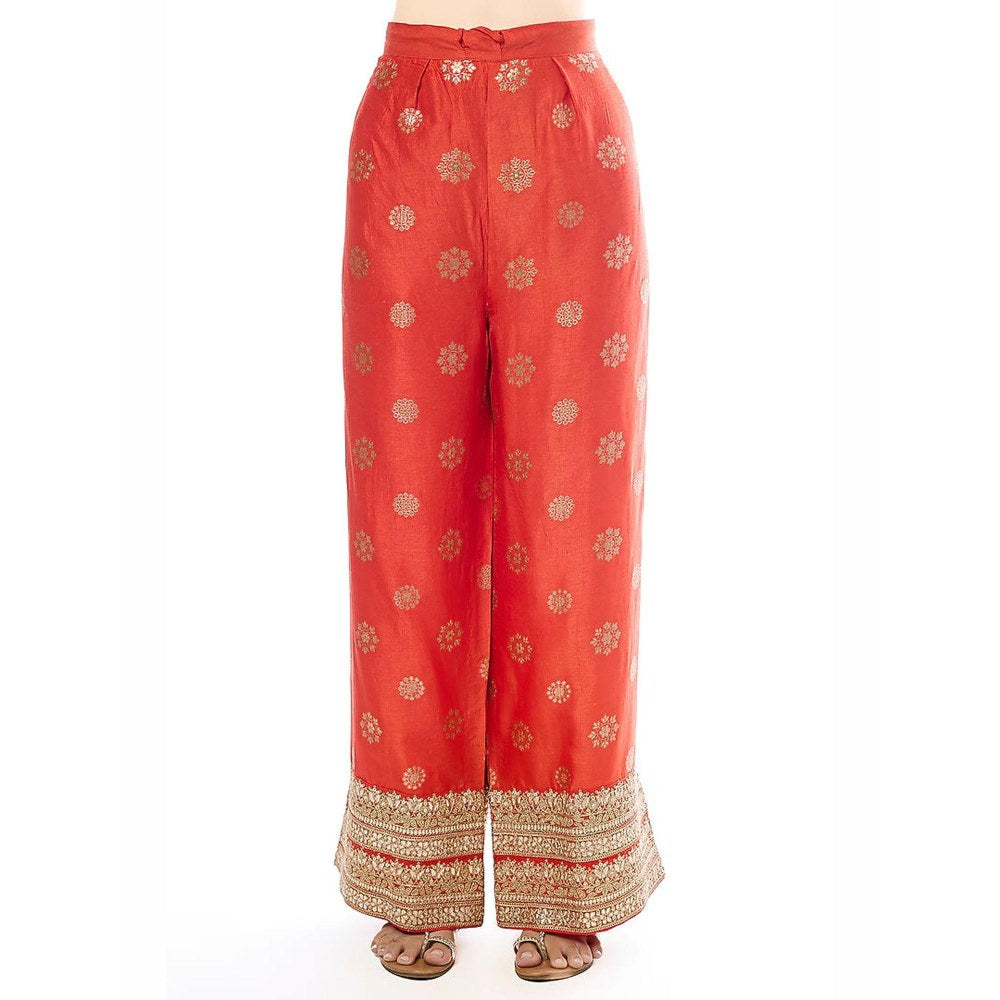 Gopi Vaid Badeeah Orange Embroidered Kurta with Palazzo and Dupatta