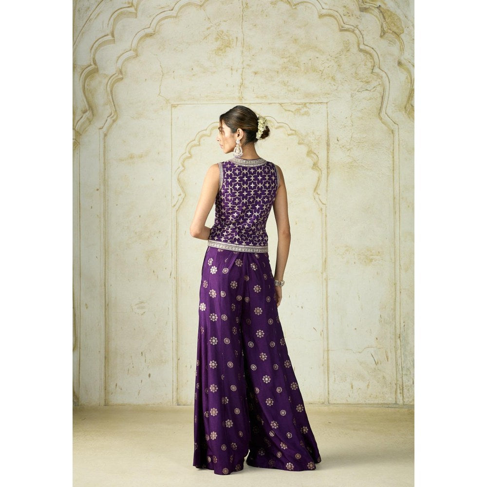 Gopi Vaid Mizna Purple Embroidered Top with Pant