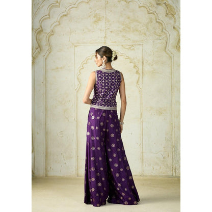Gopi Vaid Mizna Purple Embroidered Top with Pant