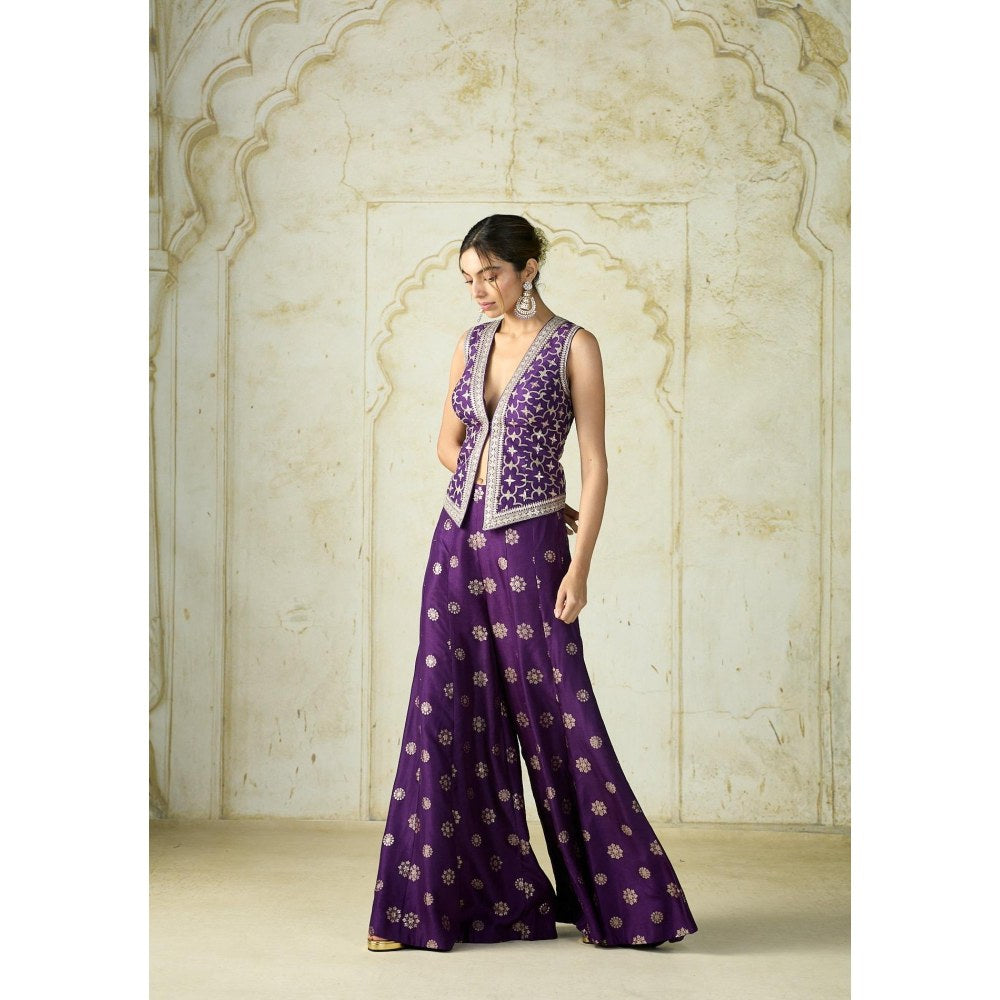 Gopi Vaid Mizna Purple Embroidered Top with Pant