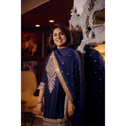 Gopi Vaid Neetu Blue Embroidered Kurta with Salwar and Dupatta