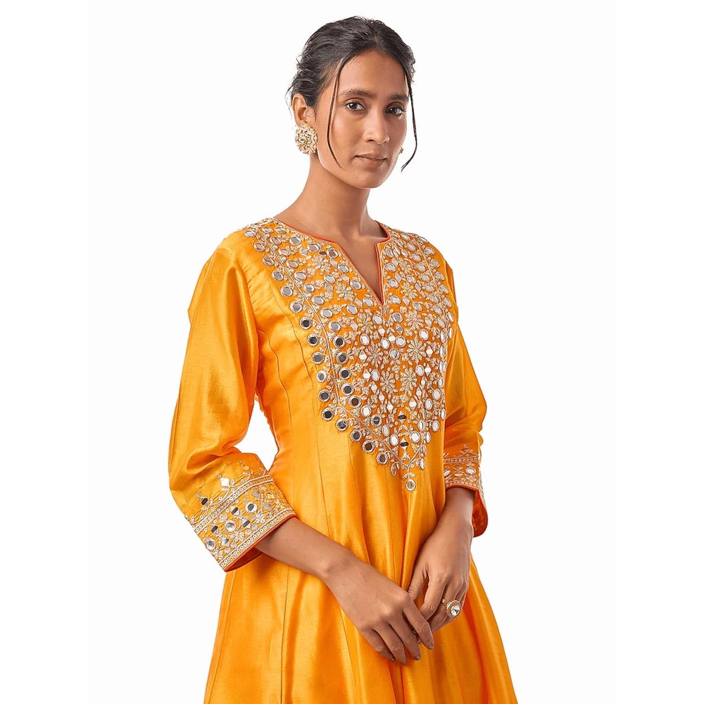 Gopi Vaid Pal Yellow Embroidered Kurta with Dhoti Pant