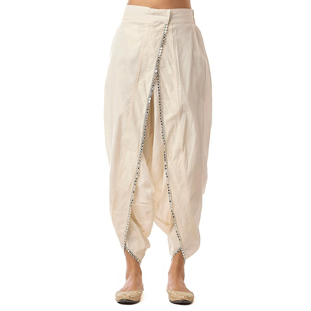 Gopi Vaid Pal Yellow Embroidered Kurta with Dhoti Pant