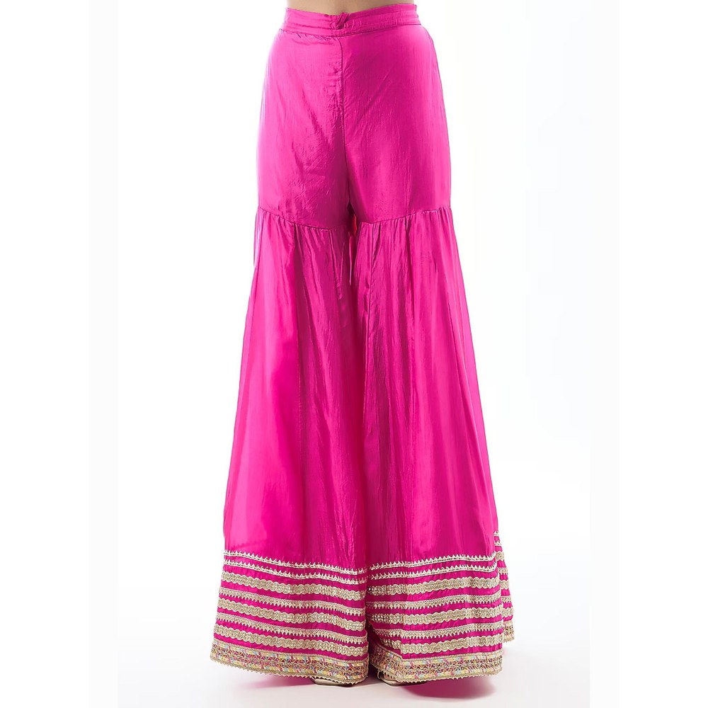 Gopi Vaid Shrushti Pink Embroidered Kurta with Sharara