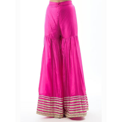 Gopi Vaid Shrushti Pink Embroidered Kurta with Sharara