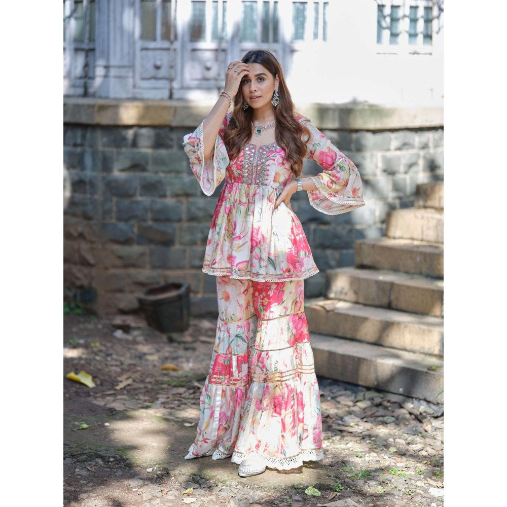 Gopi Vaid House Multi-Colour Floral Kurta with Sharara