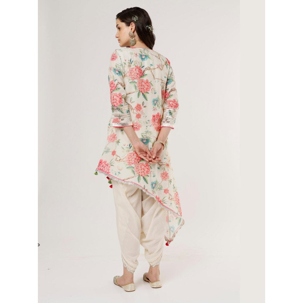 Gopi Vaid Aashna Ivory Floral Kurta with Dhoti Pant
