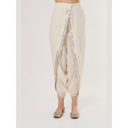 Gopi Vaid Aashna Ivory Floral Kurta with Dhoti Pant