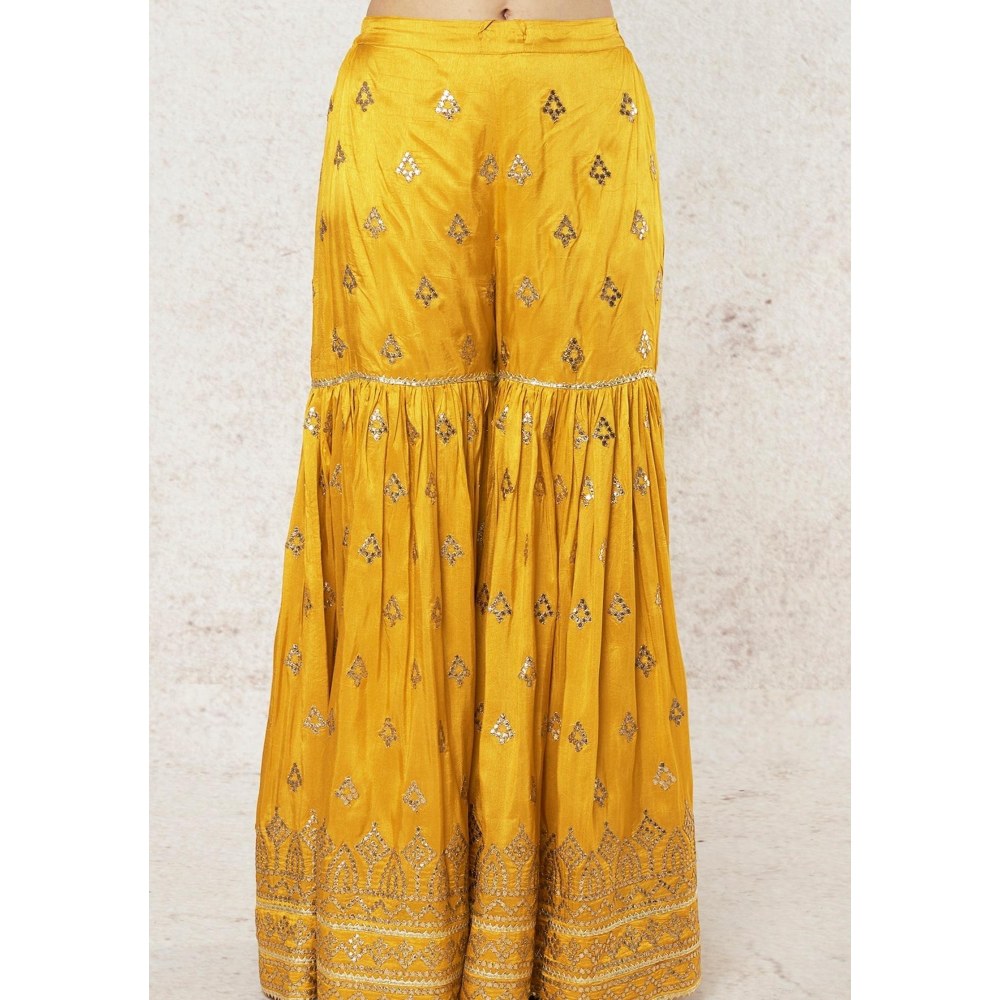 Gopi Vaid Nabha Mustard Embroidered Kurta with Sharara and Dupatta