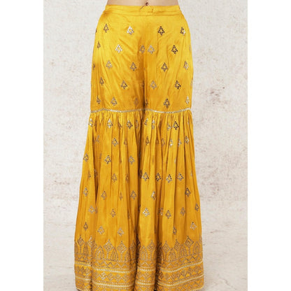 Gopi Vaid Nabha Mustard Embroidered Kurta with Sharara and Dupatta