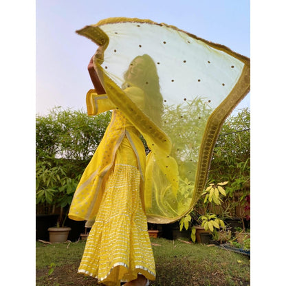 Gopi Vaid Muzaffar Yellow Embroidered Kurta with Sharara and Dupatta