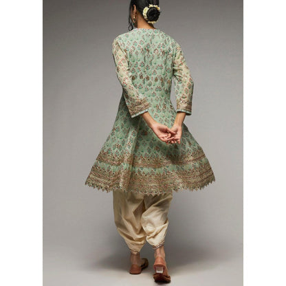 Gopi Vaid Nusrat Green Floral Kurta with Dhoti Pant