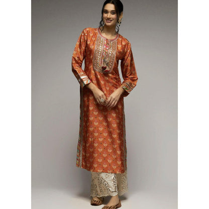Gopi Vaid Tilla Orange Floral Kurti with Palazzo