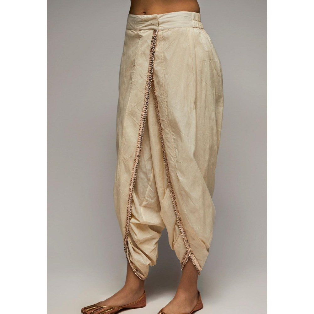 Gopi Vaid Tillla Orange Embroidered Kurta with Dhoti Pant