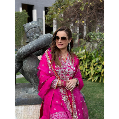 Gopi Vaid Pink Golconda Neelam Kurta with Sharara and Dupatta