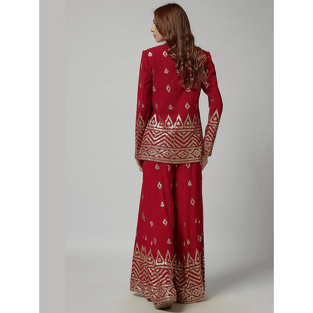 Gopi Vaid Red Marrakesh Pant with Blouse and Blazer
