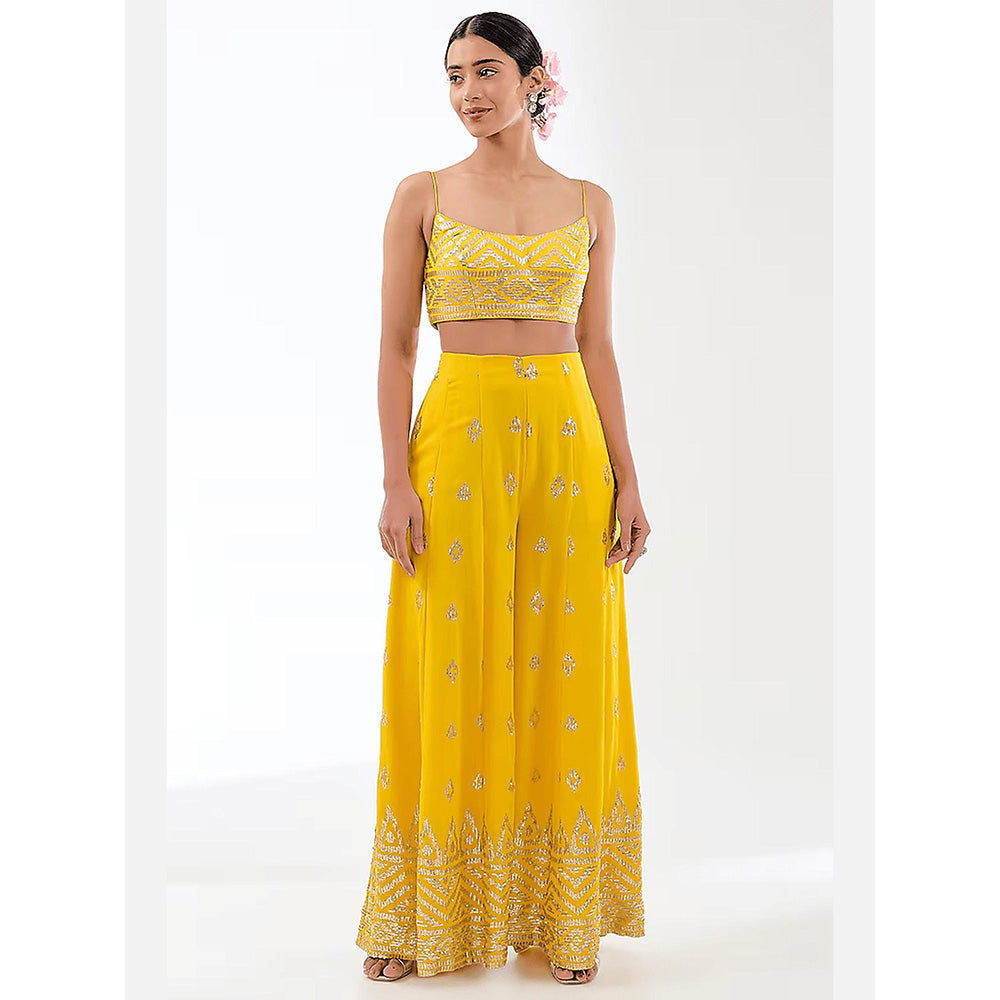 Gopi Vaid Yellow Marrakesh Pant with Blouse and Blazer