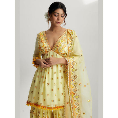 Gopi Vaid Yellow Sophie Peplum with Sharara Set