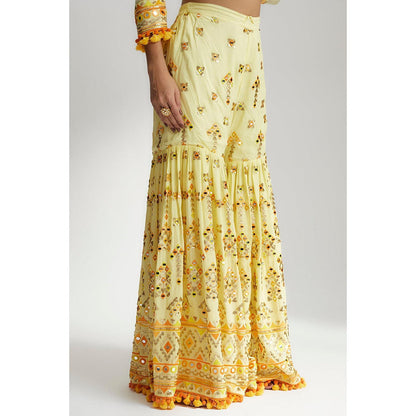 Gopi Vaid Yellow Sophie Peplum with Sharara Set