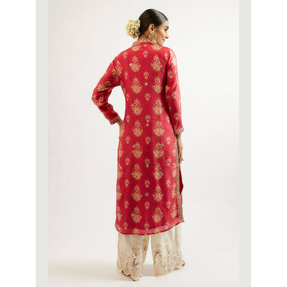 Gopi Vaid Red Gargi Tunic with Palazzo