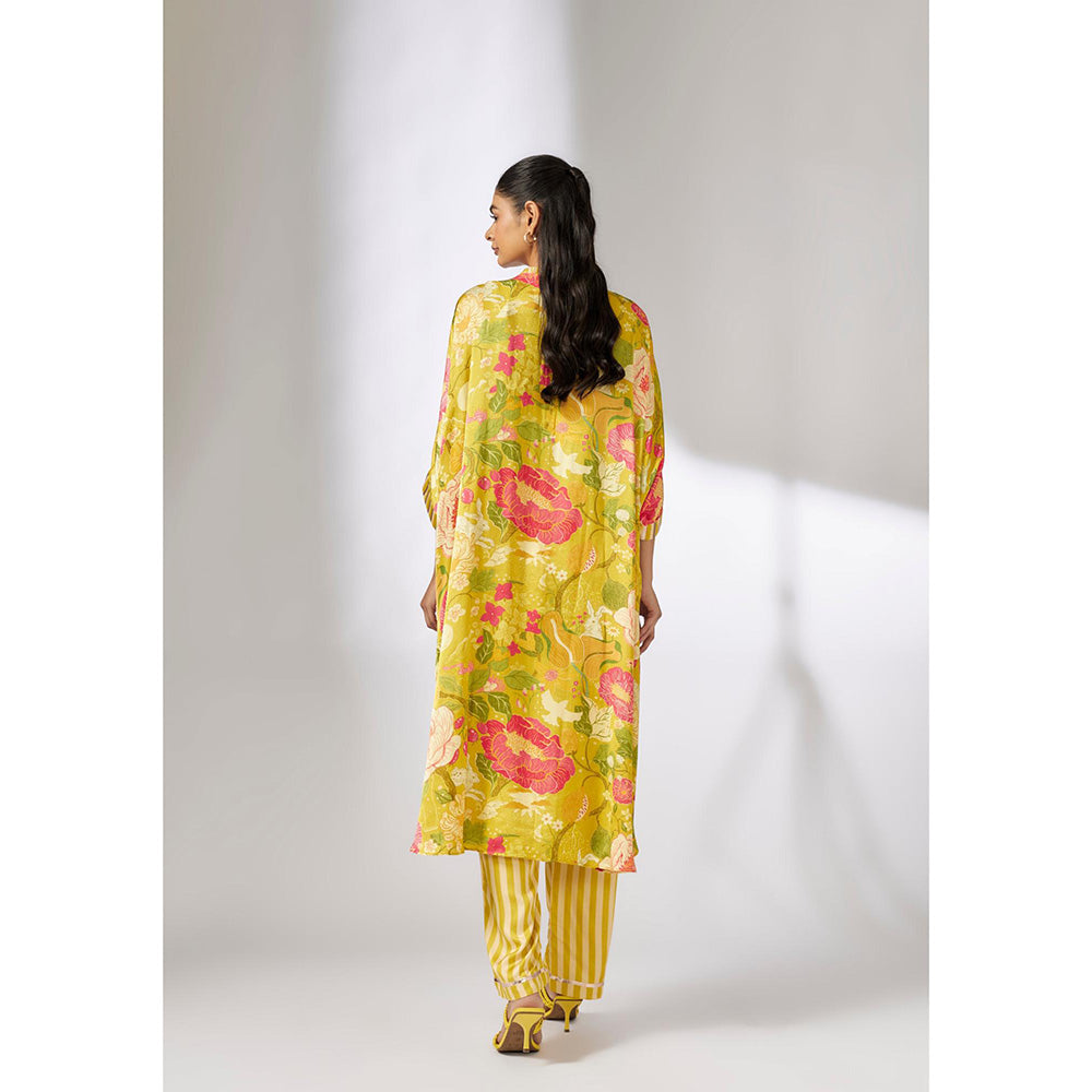Gopi Vaid Yellow Julia Ikat Kaftan and Pant