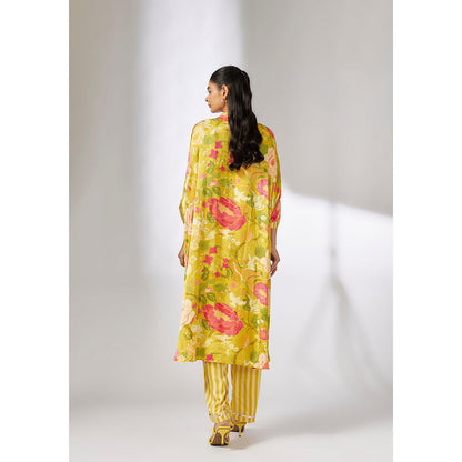 Gopi Vaid Yellow Julia Ikat Kaftan and Pant