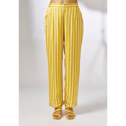 Gopi Vaid Yellow Julia Ikat Kaftan and Pant