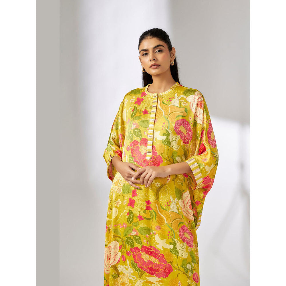 Gopi Vaid Yellow Julia Ikat Kaftan and Pant