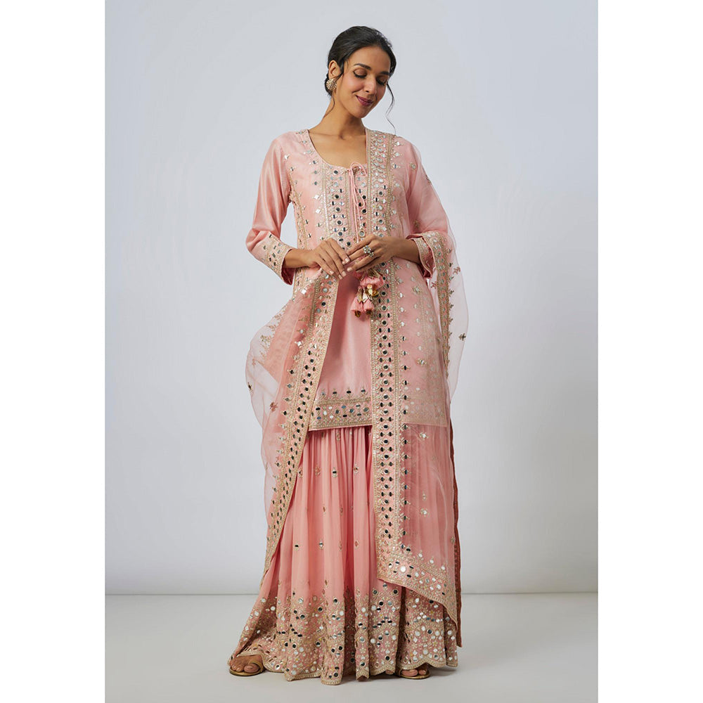 Gopi Vaid Pink Pariza Kurta with Sharara and Dupatta