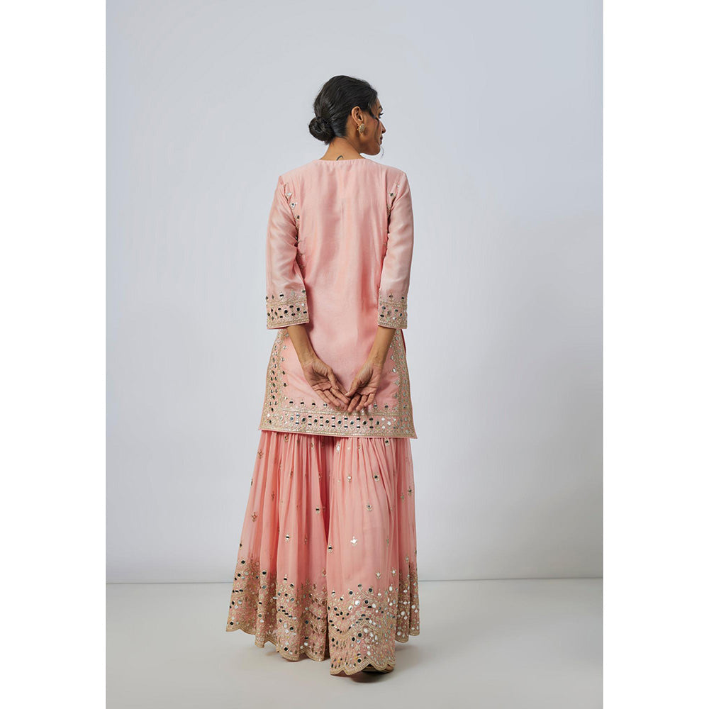 Gopi Vaid Pink Pariza Kurta with Sharara and Dupatta