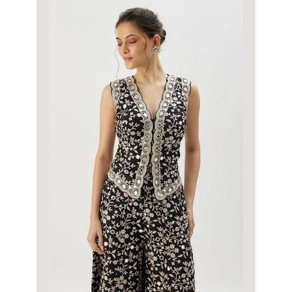 Gopi Vaid Black Akila Vest with Pant