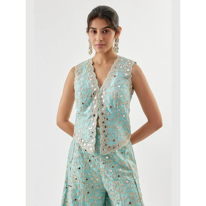 Gopi Vaid Blue Akila Vest with Pant