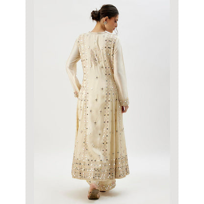Gopi Vaid Ivory Amiha Anarkali with Palazzo and Dupatta