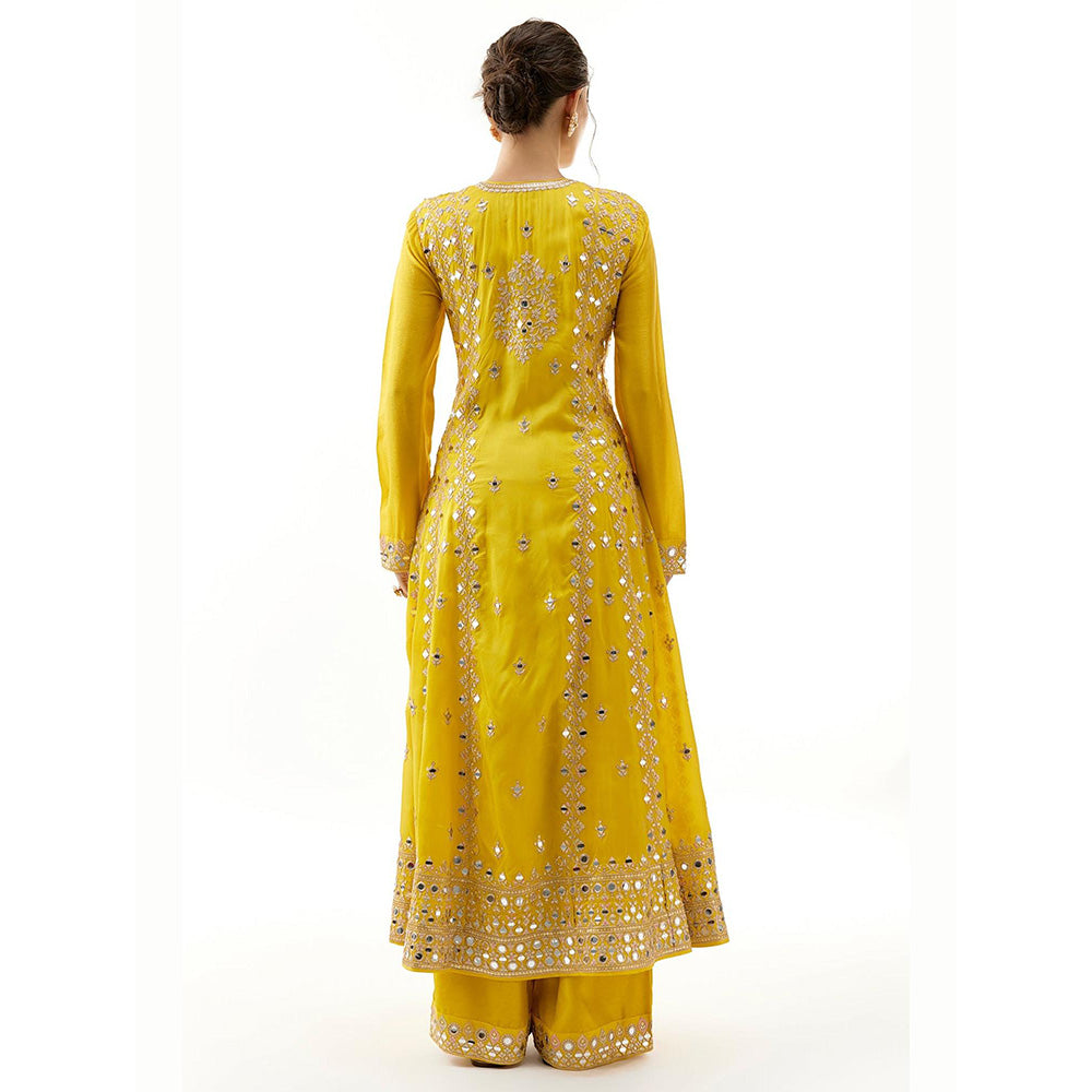 Gopi Vaid Yellow Amiha Anarkali with Palazzo and Dupatta