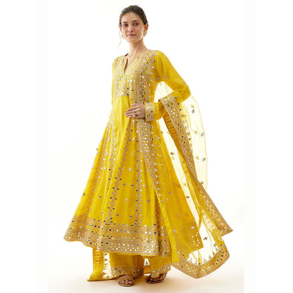 Gopi Vaid Yellow Amiha Anarkali with Palazzo and Dupatta