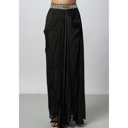 Gopi Vaid Black Namra Blouse with Skirt and Cape