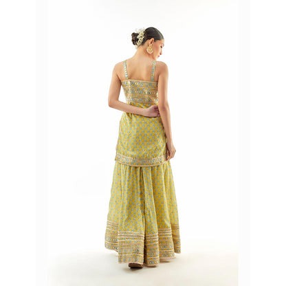 Gopi Vaid Yellow Nitya Strappy Kurta with Sharara and Dupatta