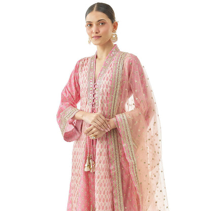 Gopi Vaid Pink Harshika Ag Kurta with Palazzo and Dupatta