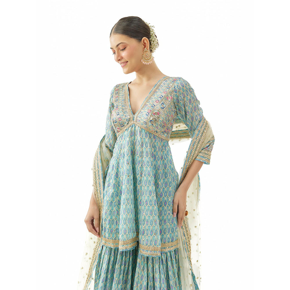 Gopi Vaid Tanvi Peplum Kurta with Sharar and Dupatta