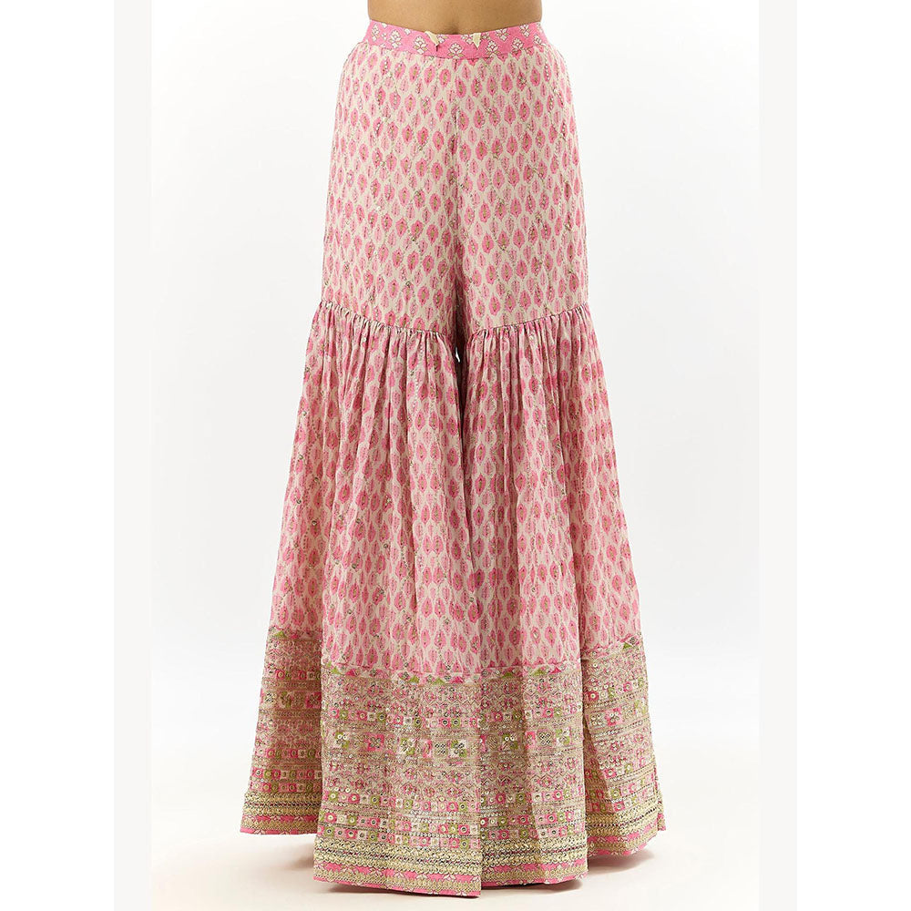 Gopi Vaid Pink Tanvi Peplum Kurta with Sharara and Dupatta