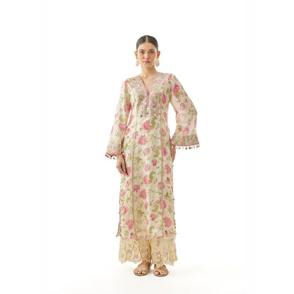 Gopi Vaid Ivory Kavya Tunic with Palazzo