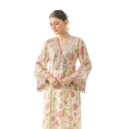 Gopi Vaid Ivory Kavya Tunic with Palazzo