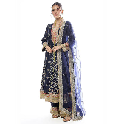Gopi Vaid Blue Mehrunissa Kurta with Palazzo and Dupatta