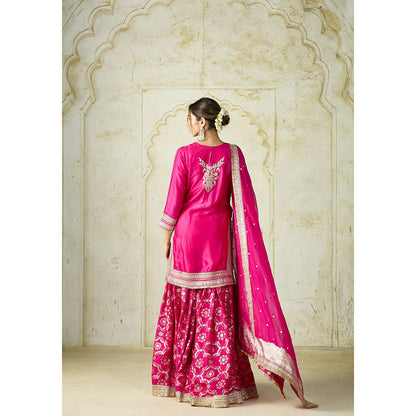 Gopi Vaid Pink Ameena Kurta with Sharara and Dupatta