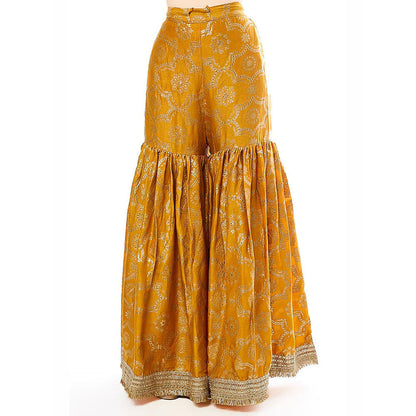 Gopi Vaid Mustard Zainab Strappy Kurta with Sharara and Dupatta