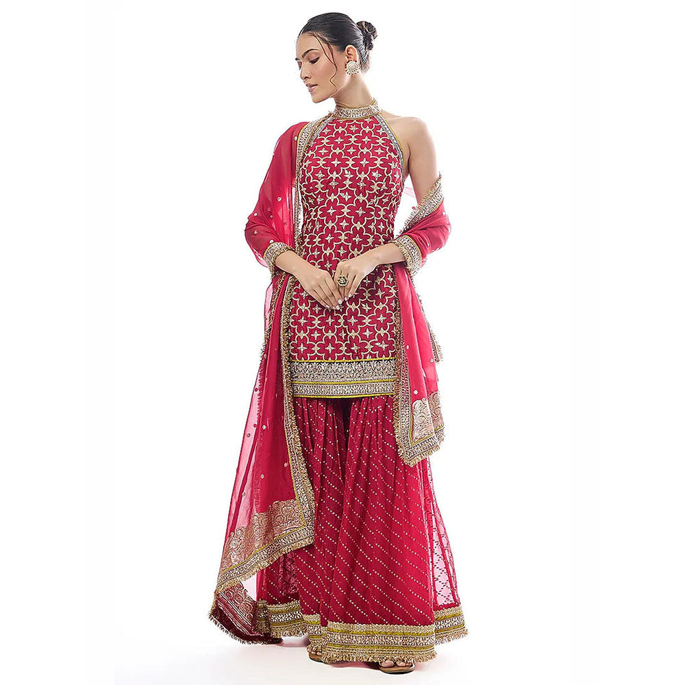 Gopi Vaid Red Kainaat Kurta with Sharara and Dupatta