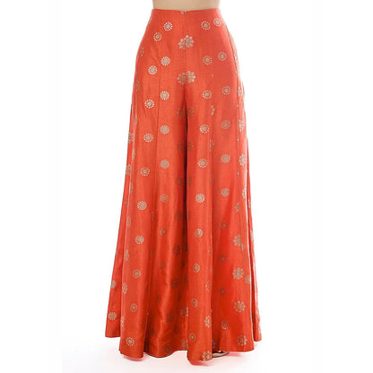 Gopi Vaid Orange Shaina Shirt with Pant and Jacket